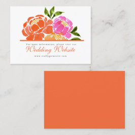 Website zur Hochzeit von heißblütigem Rosa Orange Visitenkarte