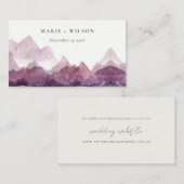 Website zur Hochzeit von lila Wasserfarben Begleitkarte (Vorne/Hinten)