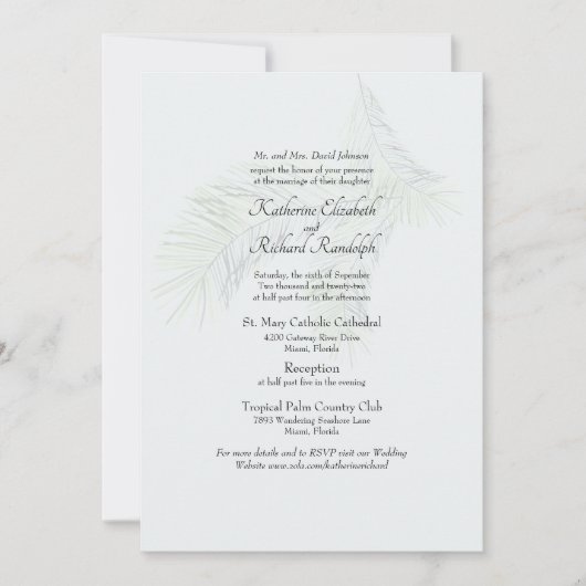 Website zur Hochzeit von Mute Tropical Soft Tone 2 Einladung (Vorderseite)