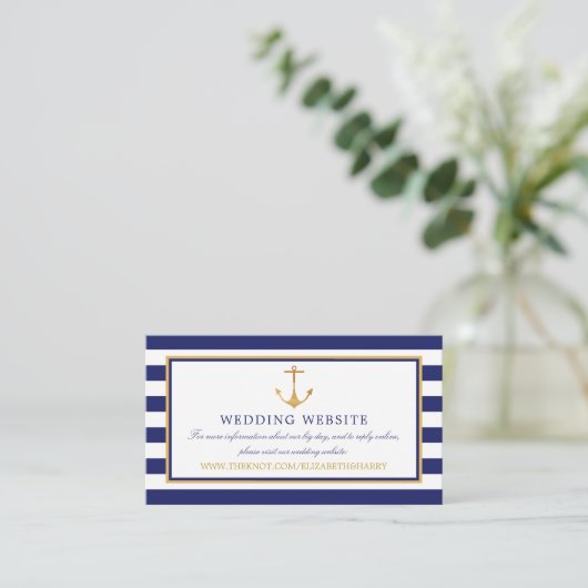 Website zur Hochzeit von Nautical Gold Anchor, Nav Begleitkarte (Stehend Vorderseite)