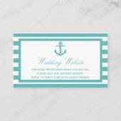 Website zur Hochzeit von Nautical Turquoise Stripe Begleitkarte (Vorderseite)