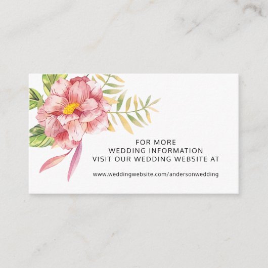 Website zur Hochzeit von Pink Watercolor Visitenkarte (Vorderseite)
