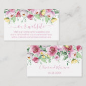 Website zur Hochzeit von Rosa Floral Begleitkarte (Vorne/Hinten)