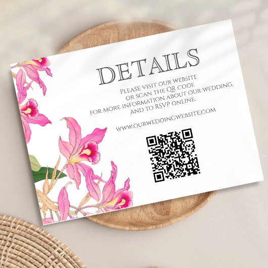 Website zur Hochzeit von Rosa Orchid Begleitkarte