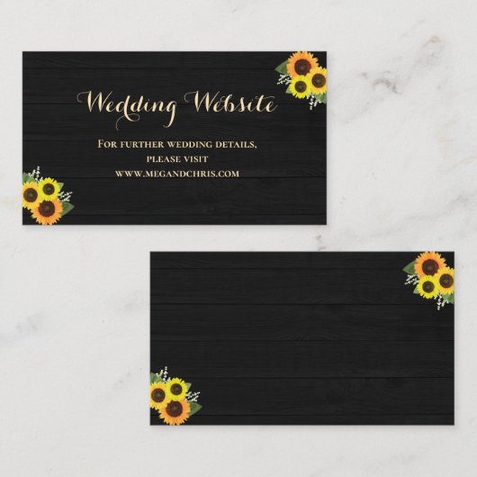 Website zur Hochzeit von Rustikal Country Black Su Begleitkarte (Vorne/Hinten)