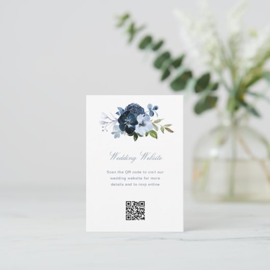 Website zur Hochzeit von Schiffen und Blauem QR Begleitkarte (Stehend Vorderseite)