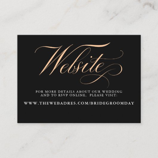 Website zur Hochzeit von Schwarz und Terracotta Visitenkarte (Vorderseite)