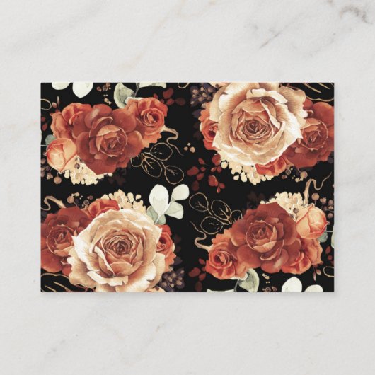 Website zur Hochzeit von Schwarz und Terracotta Visitenkarte (Rückseite)