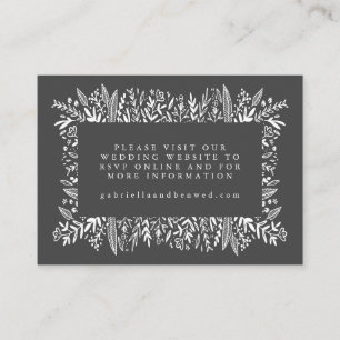 Website zur Hochzeit von Schwarz-Weiß-Blumen  Begleitkarte