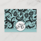 Website zur Hochzeit von Schwarz-weißen Damask Poo Begleitkarte (Rückseite)