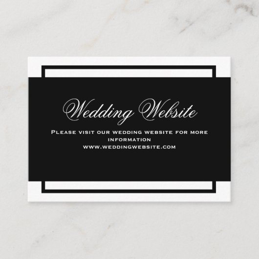 Website zur Hochzeit von Schwarzweiß-Schriftzeiche Begleitkarte (Vorderseite)