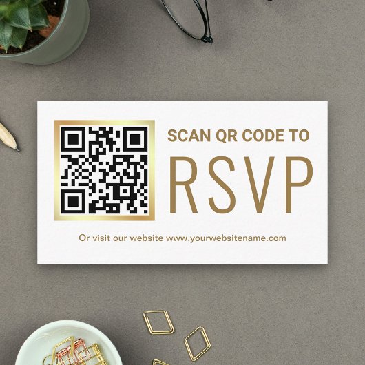 Website zur Hochzeit von White Gold Foil QR Code U Begleitkarte