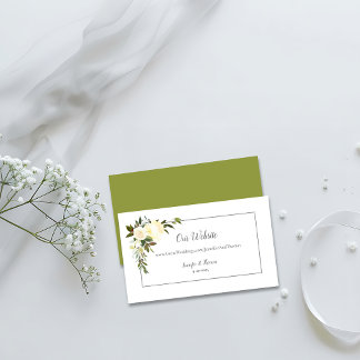 Website zur Hochzeit von White Roses | Olive Green Begleitkarte