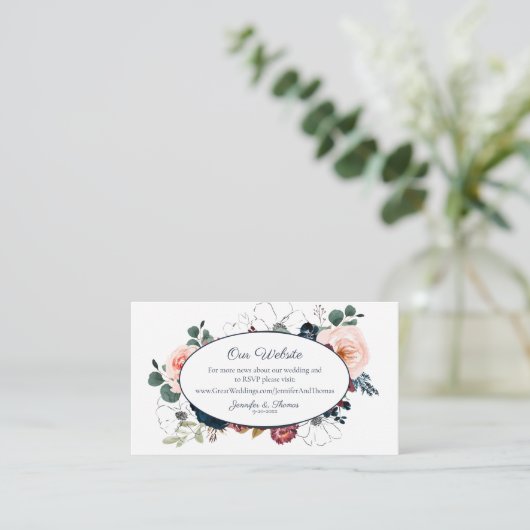Website zur Hochzeit von Winter Embrace Floral | B Begleitkarte (Stehend Vorderseite)