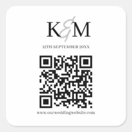 Website zur Hochzeitsszenierung mit QR-Code für Mi Quadratischer Aufkleber