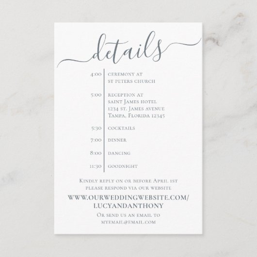 Website zur Minimalistischen Hochzeitzeitstudie - Begleitkarte (Vorderseite)