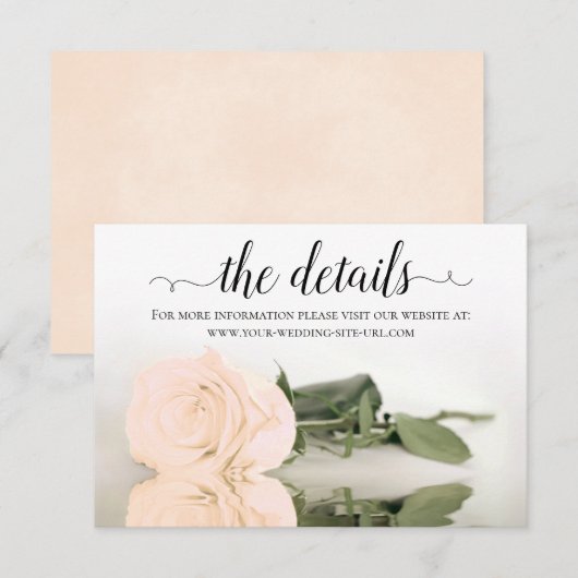 Website zur Rose von Hochzeiten von Peach Begleitkarte (Vorne/Hinten)