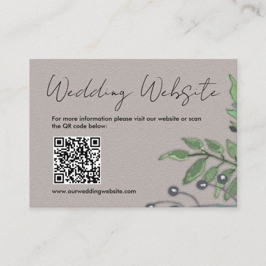 Website zur rustikalen botanischen Schiefergrauen Begleitkarte (Vorderseite)