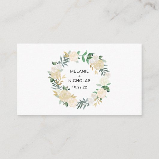 Website zur Trauung von weißem Blumenkranz oder In Begleitkarte (Rückseite)