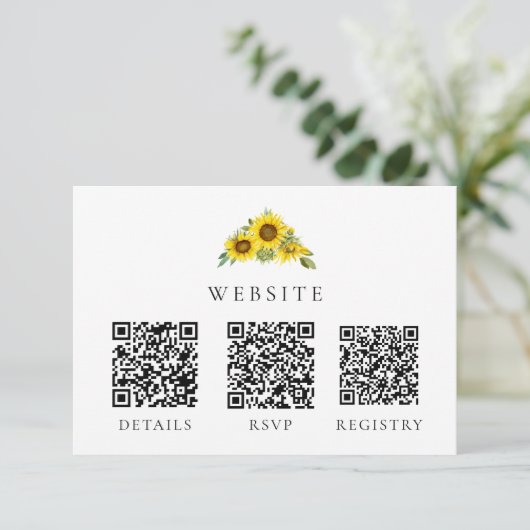 Website zur UAWG des QR-Codes für Sonnenblumen RSVP Karte (Stehend Vorderseite)