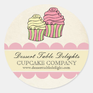 Website zur Werbung für Cupcake Streifen Runder Aufkleber
