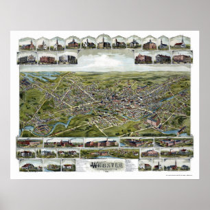 Webster, MA Panoramic Map - 1892 Poster