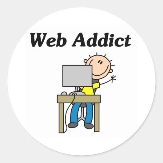 Websüchtiger Runder Aufkleber (Vorderseite)