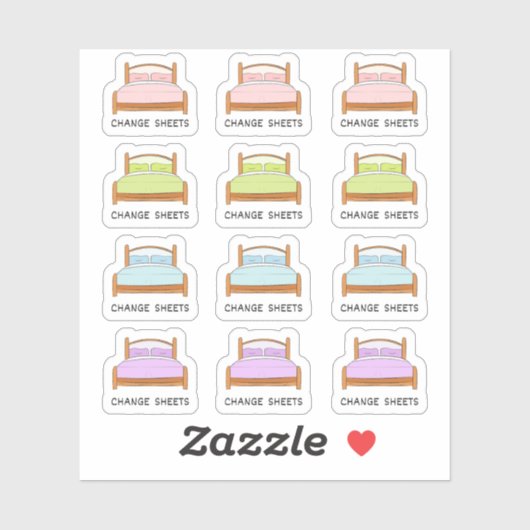 Wechsel der Bettwäsche Reinigung der Erinnerung Ha Aufkleber (Blatt)