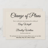 Wechsel der Pläne für verspätete Hochzeitskarte Einladung (Vorne/Hinten)