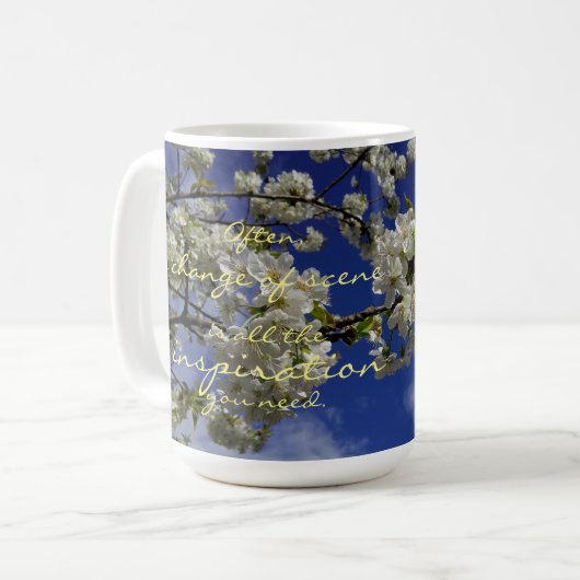 Wechsel der Szene Inspiration Slogan Kirsche Blüte Kaffeetasse (Vorderseite Links)