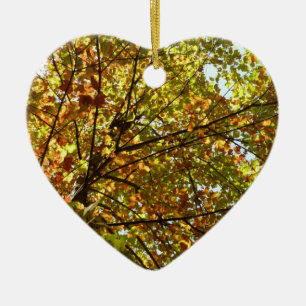 Wechselnde Ahornbaum grüne und goldene Herbstfarbe Keramik Ornament