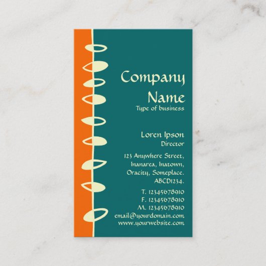 Wechselnde Blätter - Orange, Aquamarin und Creme Visitenkarte (Vorderseite)