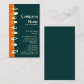 Wechselnde Blätter - orange, dunkel Aquamarin und  Visitenkarte (Vorne/Hinten)