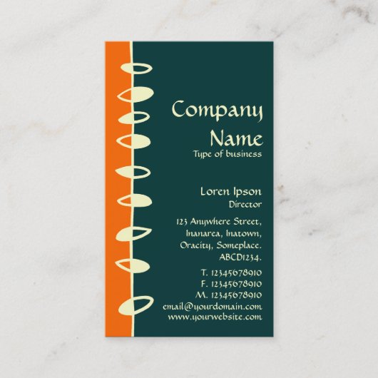 Wechselnde Blätter - orange, dunkel Aquamarin und Visitenkarte (Vorderseite)