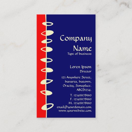 Wechselnde Blätter - Rot, Dunkelblau und Creme Visitenkarte (Vorderseite)