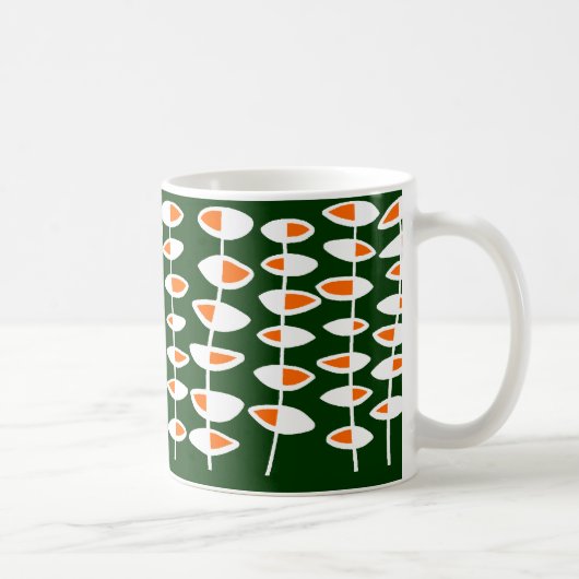 Wechselnde Blätter - Weiß & Orange auf Grün 003300 Kaffeetasse (Rechts)