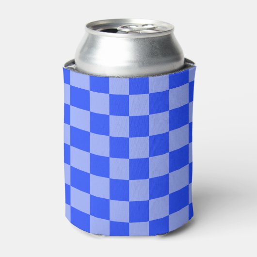 Wechselnde Blau und Hellviolett Schachbrettmuster Dosenkühler (Kanne Vorderseite)