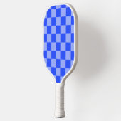 Wechselnde Blau und Hellviolett Schachbrettmuster Pickleball Schläger (Links)