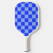 Wechselnde Blau und Hellviolett Schachbrettmuster Pickleball Schläger (Rückseite)