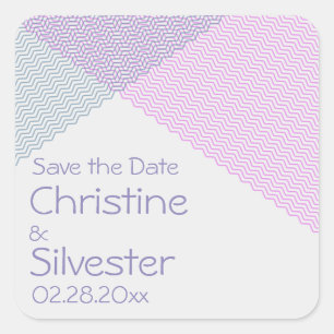 Wechselnde Chevrons Save the Date Quadratischer Aufkleber