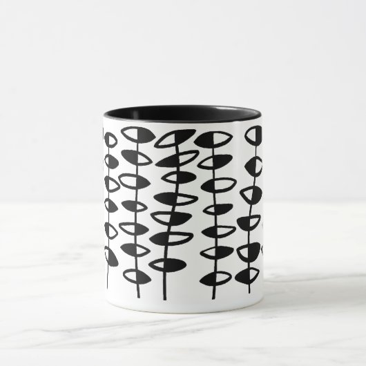 Wechselnde Leaf Abstrakt - Schwarz auf Weiß Tasse (Zentrum)