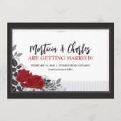 Wechselnde romantische Rote Rosen Save the Date Ka (Vorderseite)