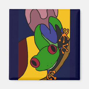 WECHSELSTROM, abstrakter Kunst-Baum-Frosch Magnet