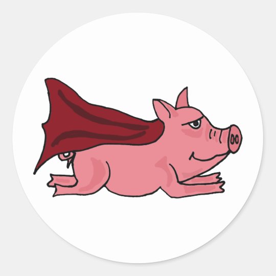 Wechselstrom Fliegen Des Superschwein Cartoon Runder Aufkleber Zazzle De