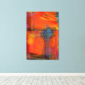 Wechselwirkung von Wanddekor aus Orange Abstrakter Leinwanddruck (Insitu (Holzboden))