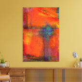 Wechselwirkung von Wanddekor aus Orange Abstrakter Leinwanddruck (Insitu (Wohnzimmer))