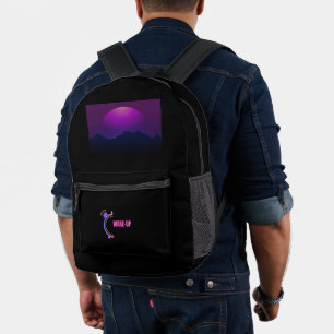 Weck-Alarm-Uhr mit Lila Mondnacht-Sicht Bedruckter Rucksack