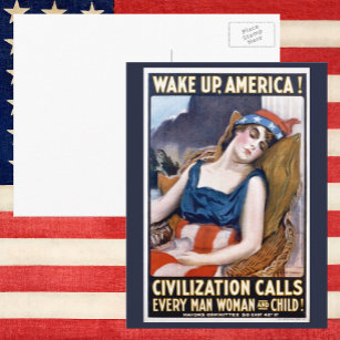 Weck Amerika auf! Vintage Patriotische Freiheit Ku Postkarte