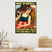 Weck Amerika auf! Zivilisation ruft alle auf Poster (Küche)