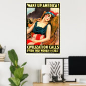 Weck Amerika auf! Zivilisation ruft alle auf Poster (Heimbüro)